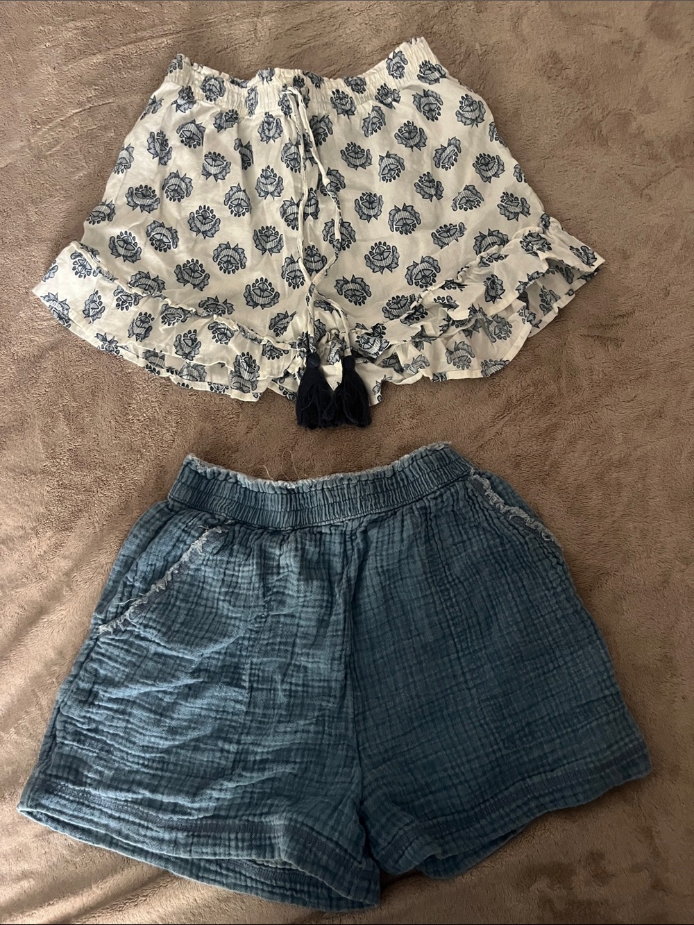 aerie Blue Gauze Pull-On Shorts with Elastic Waist